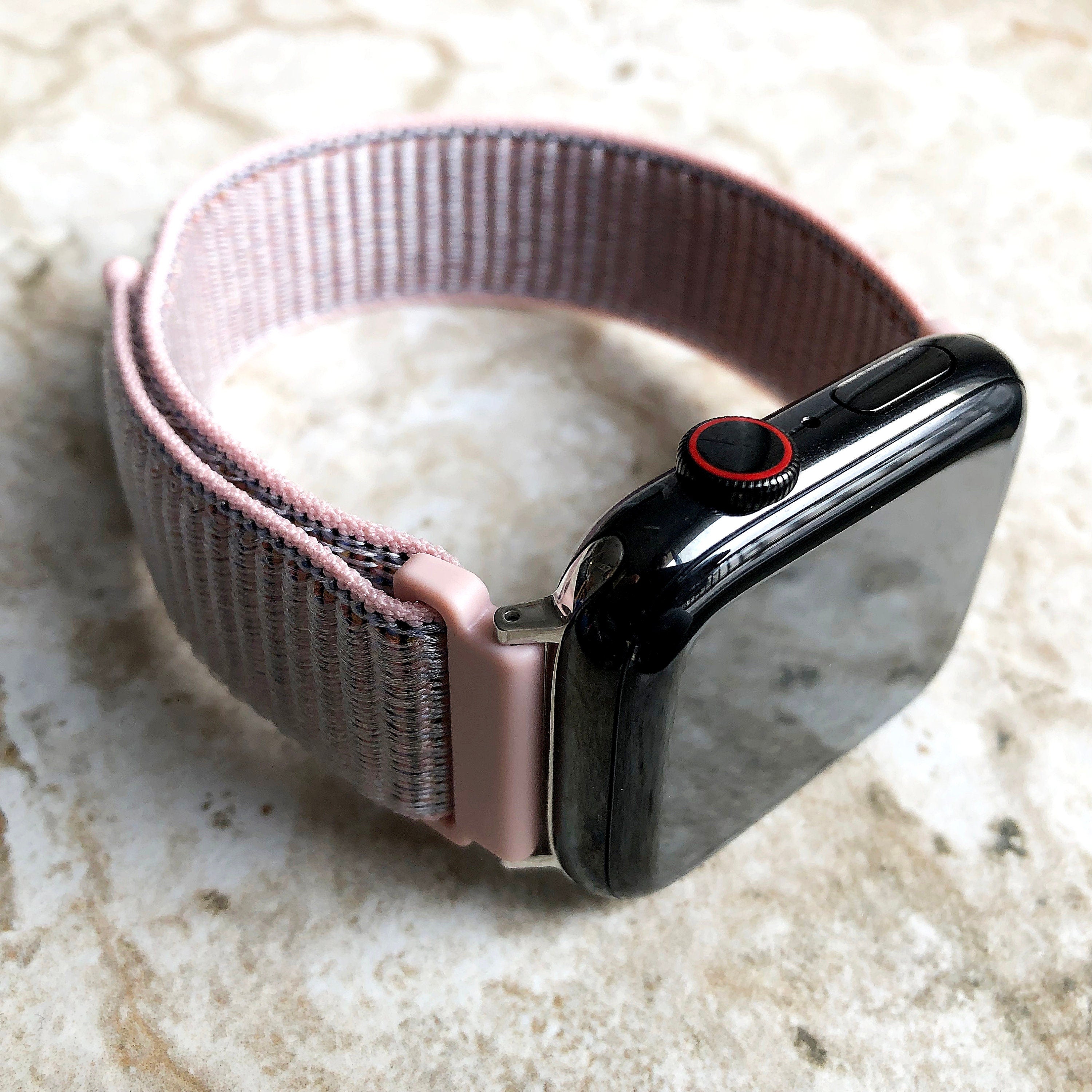 Apple Pink & Sand Band for iWatch Ultra 2 9 8 7 SE 6 5 4 3 2 1 38mm 40mm 41mm 42mm 44mm 45mm 49mm Sport Loop and Hook Strap Soft Nylon Weave